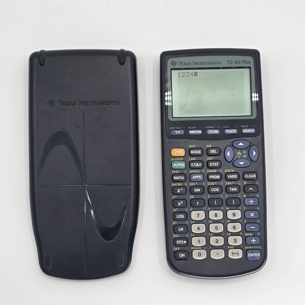 Texas Instruments TI-83 Plus Graphing Calculator Black w/ Cover Tested Works